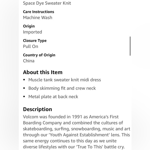 Volcom Sweater Knit tank dress (M) - Picture 14 of 15